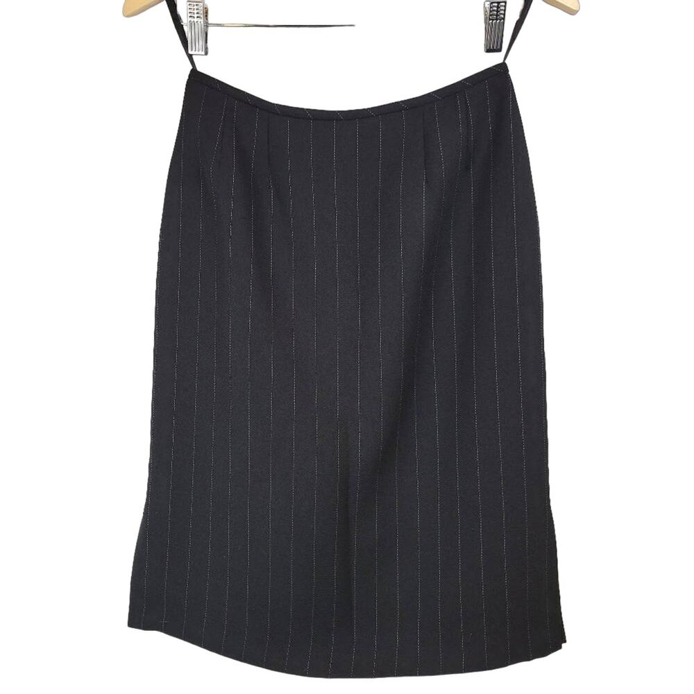 Tahari Arthur Levine Women Black Pinstripe Career‎ Skirt Size 4